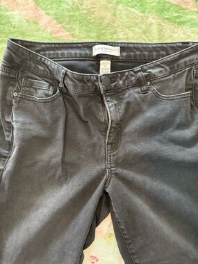 Lane Bryant Charcoal Gray Denim Stretch Jeans, ribbon bow at the ankle